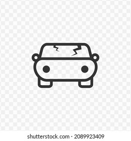 Vector Illustration Of Broken Car Glass Icon In Dark Color And Transparent Background(png).