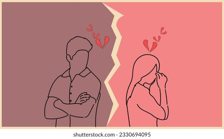 vector illustration of broken couple relationship
