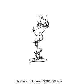 vector illustration of broken cup with barbed wire