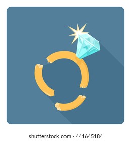 Vector Illustration Of A Broken Diamond Divorce Ring Icon.
Marital Divorce Concept.
Broken Marriage Engagement Icon.