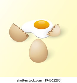vector illustration broken egg on yellow background