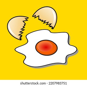 vector illustration of a broken egg popping its contents, perfect for animation, coloring books, advertisements, etc