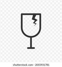 Vector Illustration Of Broken Glass Icon In Dark Color And Transparent Background(png).