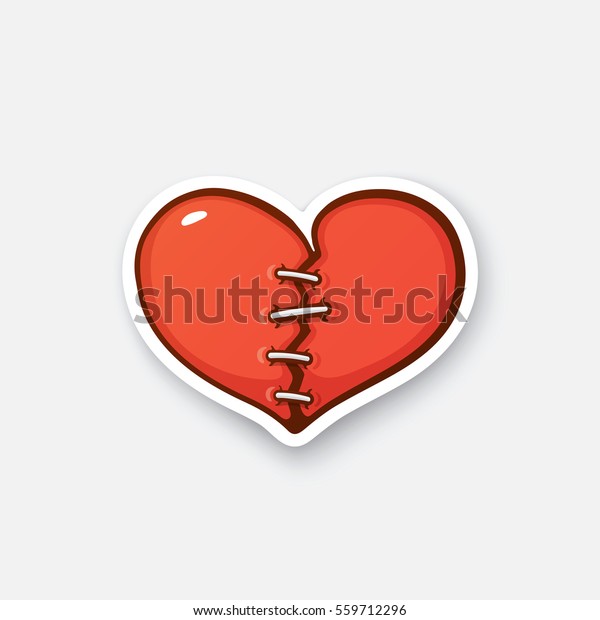 Vector Illustration Broken Heart Crack Cartoon Stock Vector (Royalty ...