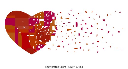 vector illustration of broken heart falling into pieces for emotional problems visual