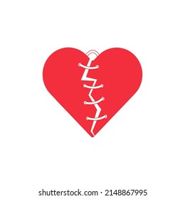 vector illustration of a broken heart icon, want to mend the breakup.
