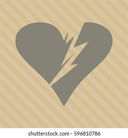 Vector illustration of broken heart icon ingrey.
