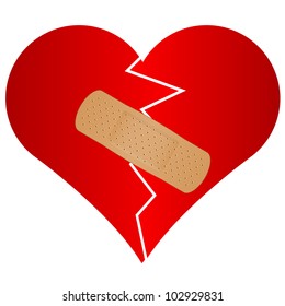 Vector illustration of broken heart with plaster