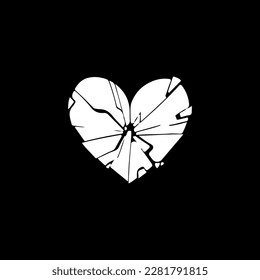 vector illustration of broken heart silhouette