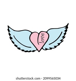 Vector illustration broken heart   wings