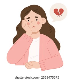 Vector illustration of a broken hearted woman