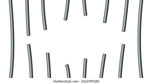 Vector Illustration Of Broken Iron Prison Bars Isolated On White Background. Metal Rods. Steel Jail Cell Bars Backdrop. Realistic Damaged Prison Grid Background.
