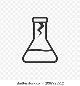 Vector Illustration Of Broken Lab Glass Icon In Dark Color And Transparent Background(png).