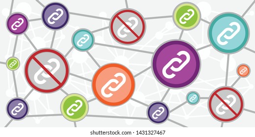 vector illustration of broken links and connections chain symbols in scheme geometric design