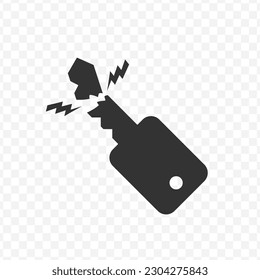 Vector illustration of broken lock icon in dark color and transparent background(png).