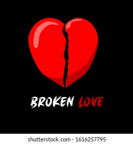 vector illustration of a broken love in red