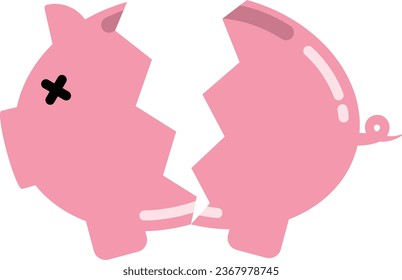 vector illustration of broken piggy bank