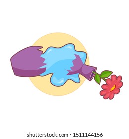 Vector Illustration Of Broken Purple Vase With Flower In It 