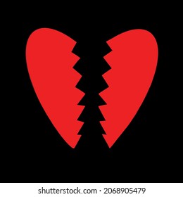 Vector illustration of broken red heart