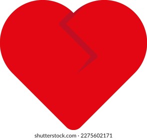 Vector illustration of a broken red heart. broken heart Heartbreak and disappointment. Sadness.