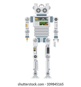 Vector illustration of broken robot. Flat vector