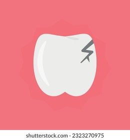Vector illustration a broken tooth. Tooth fracture.