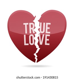 Vector illustration of broken true love heart shape.