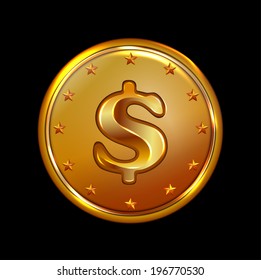 vector illustration of bronze coin