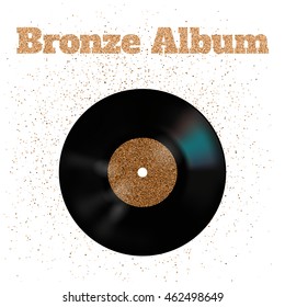 Vector illustration of bronze metal vinyl disc