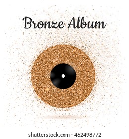 Vector illustration of bronze metal vinyl disc