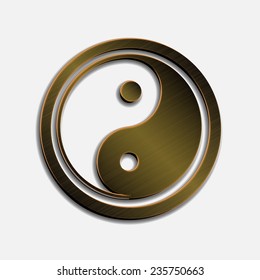 vector illustration of bronze metallic Jin Jang, white background