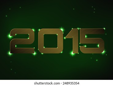 Vector illustration of bronze metallic number 2015 over green night sky