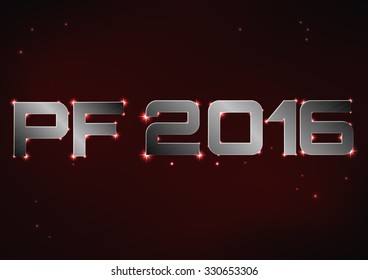 Vector illustration of bronze metallic PF 2016 over red night sky
