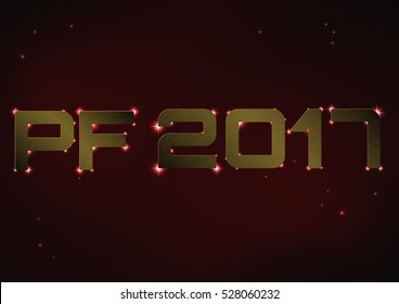 Vector illustration of bronze metallic PF 2017 over red night sky
