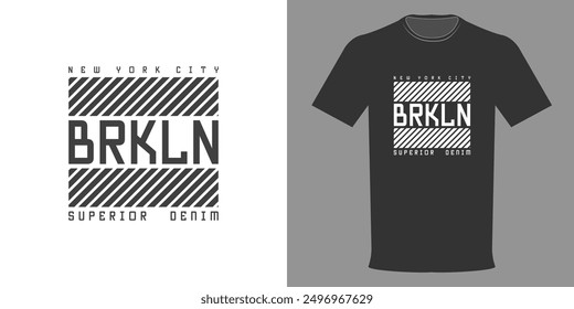 Vector illustration. BROOKLYN NEW YORK SUPERIOR logo t-shirt. Retro minimalist fashion t-shirt design