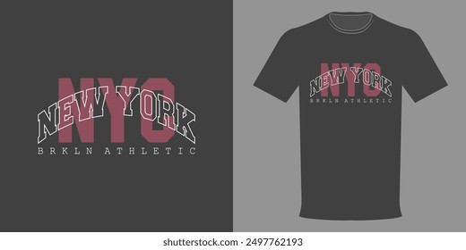 Vector illustration. BROOKLYN NEW YORK Vintage Athletic logo t-shirt. Retro minimalist fashion t-shirt design. Original Athletic Department. College league typography print