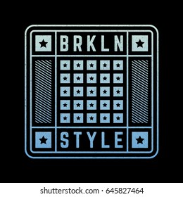 Vector illustration. Brooklyn. Vintage design. Grunge background. Typography, t-shirt graphics, print, poster, banner, postcard.