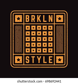 Vector illustration. Brooklyn. Vintage design. Grunge background. Typography, t-shirt graphics, print, poster, banner, postcard.