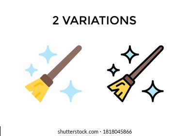 Vector illustration of broom icon or logo. Use flat and lineal color design style. 