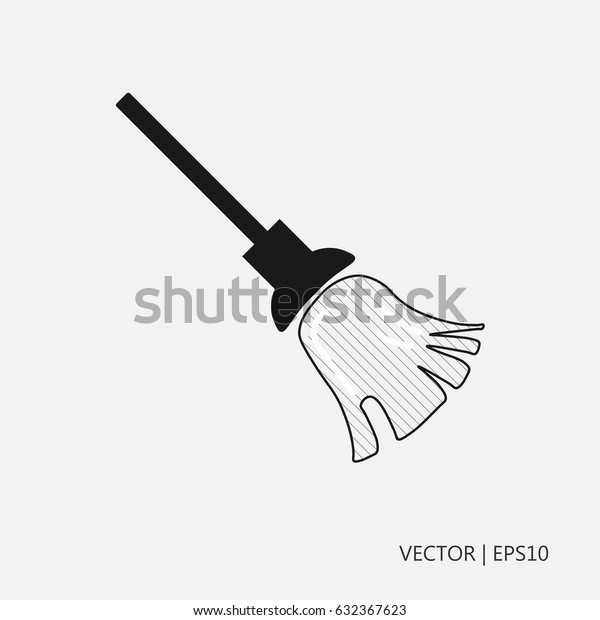 Vector Illustration Broom Sweeping Sketch Drawing เวกเตอร์สต็อก (ปลอด