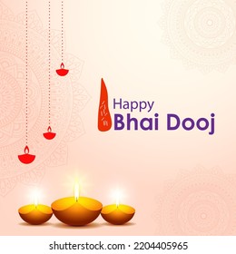 Imagen vectorial de hermano y hermana celebrando bhai dooj, Bhai Tika, festival hindú indio.