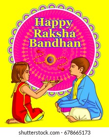 Vector illustration of brother sister in raksha bandhan