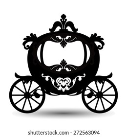 Vector illustration of brougham in baroque style. Vintage carriage isolated on white background