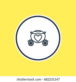 Vector Illustration Of Brougham Outline. Beautiful Wedding Element Also Can Be Used As Chariot Element.