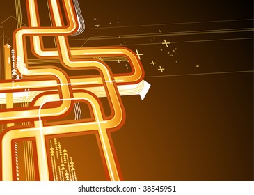 Vector illustration of brown abstract lines background made of a lot of arrows