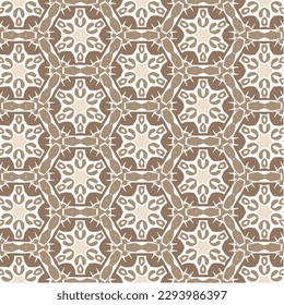 Vector Illustration of Brown Abstract Mandala or Ikat Texture Seamless Pattern for Wallpaper Background.
