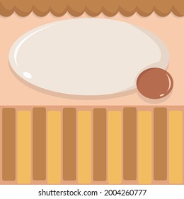 Vector illustration of brown background for package. Brown circle template. Print food package. Cute frame. Wallpaper with chocolate color.