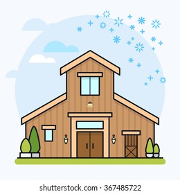 Vector illustration of a brown barn house. Eps 10.
