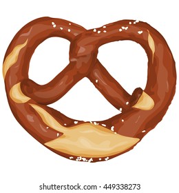vector illustration of an brown bavarian pretzel isolated on white background
