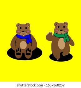 vector illustration of a brown bear. both for mascot and logos.